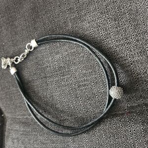 Elegant Black Leather Necklace with Silver Accent